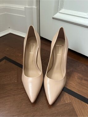 Black Suede Studio Nude Pointed-Toe Pumps